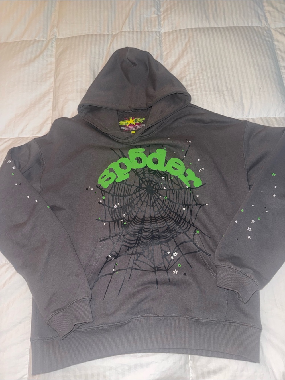 Sp5der hoodie grey & green style